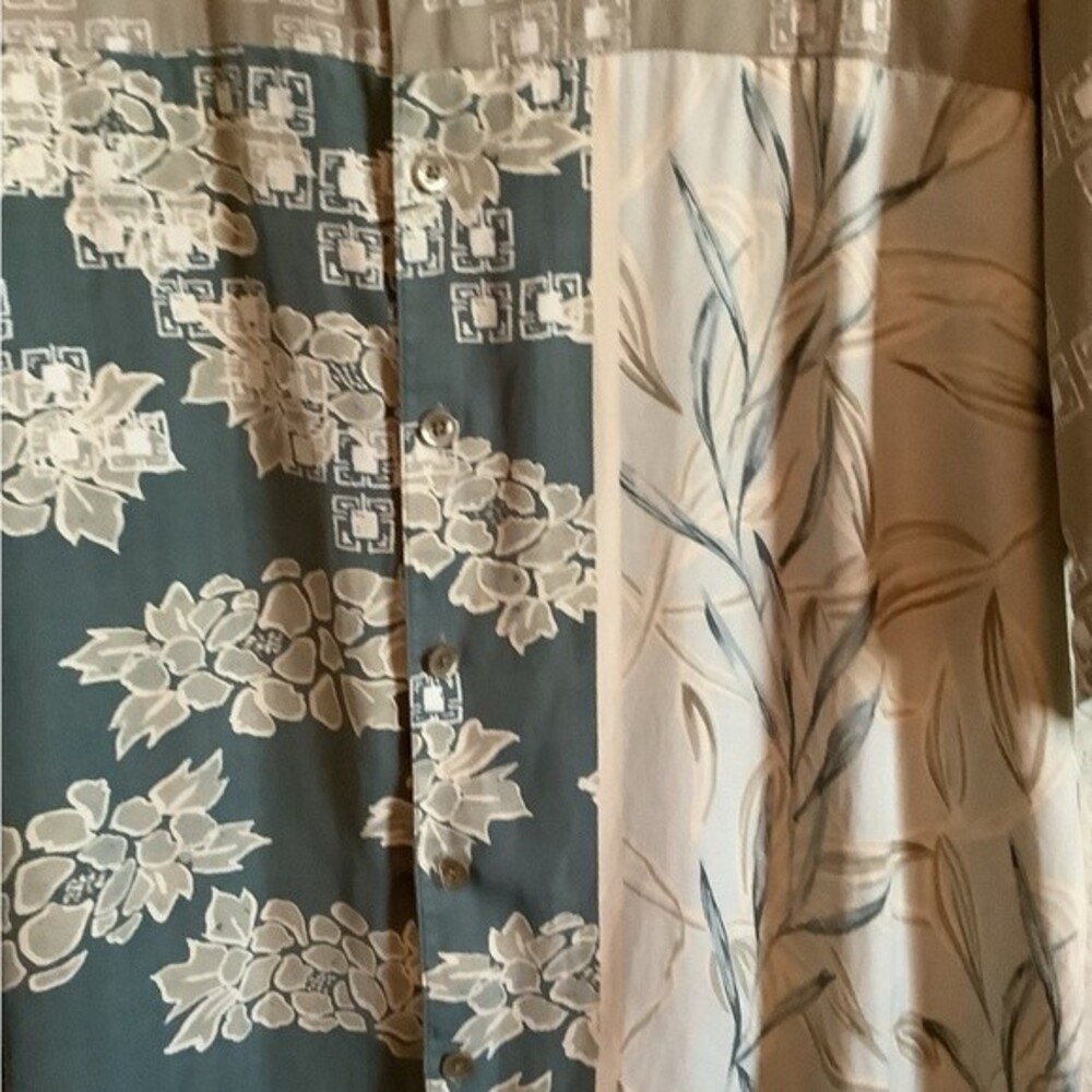 Men tropical Island colorblock patchwork Button-Front Hawaiian Bohemian Shirt - Picture 3 of 7